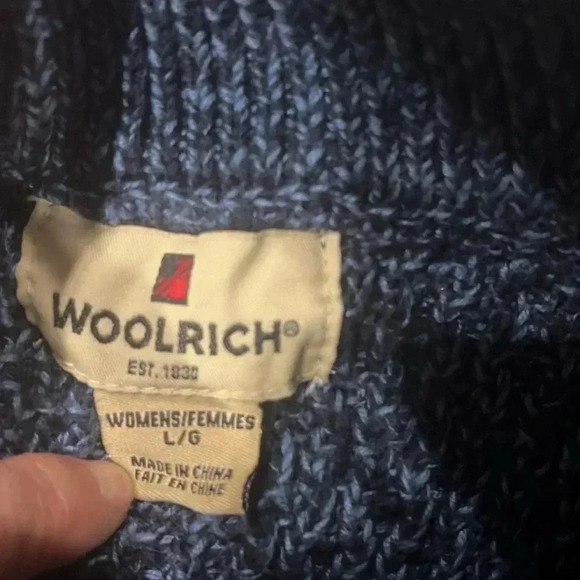 [L]Vintage Woolrich Blue chunky Knit  Cotton LS Cardigan - Picture 6 of 7